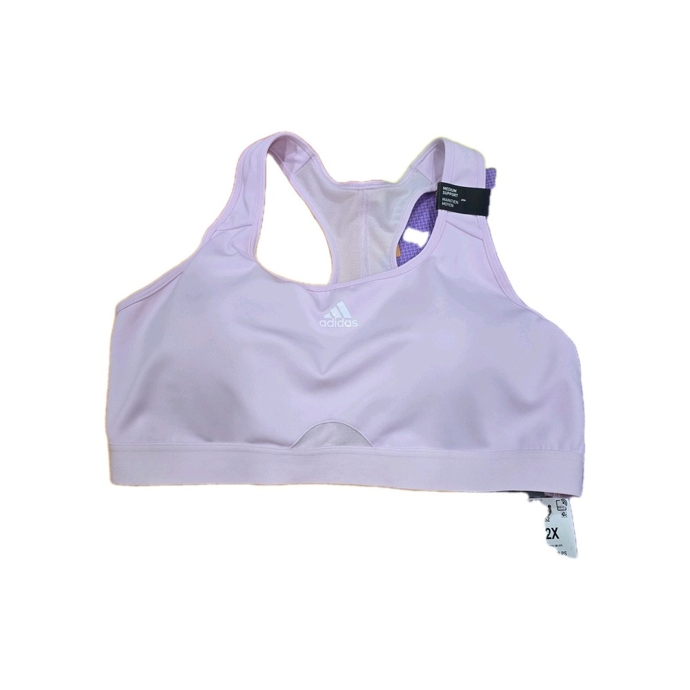 Adidas Women's Power Medium Support Yoga Sports Bra 2X Plus Pink HC7882 NWT